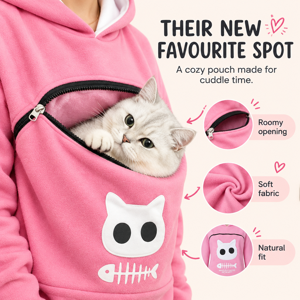 Cat Carrier Hoodie cozy pouch detail