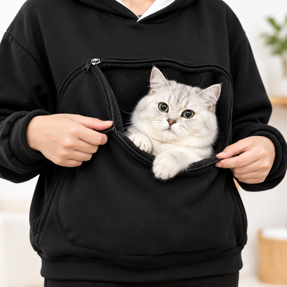 Cat Carrier Hoodie close-up pouch detail